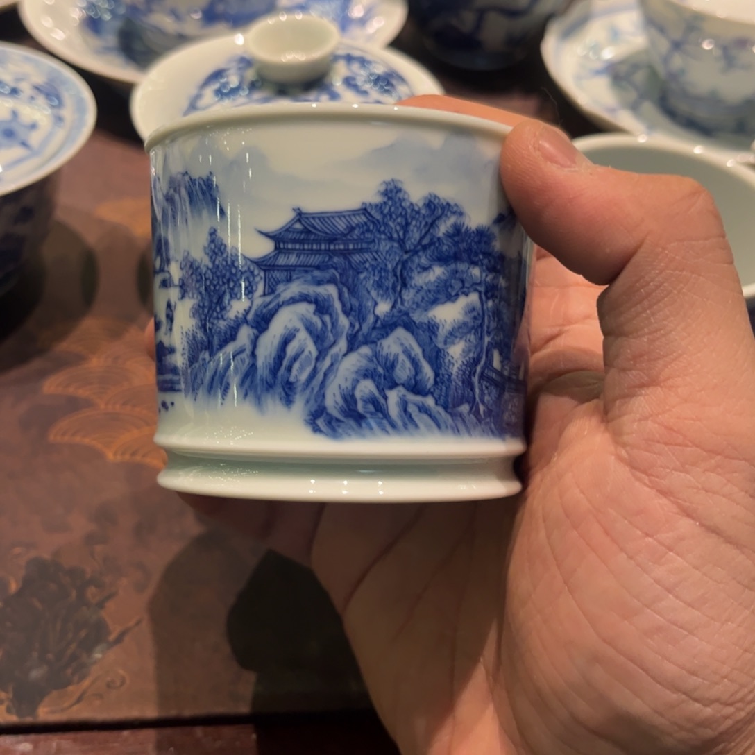 雲***彡青花山水亭台楼阁