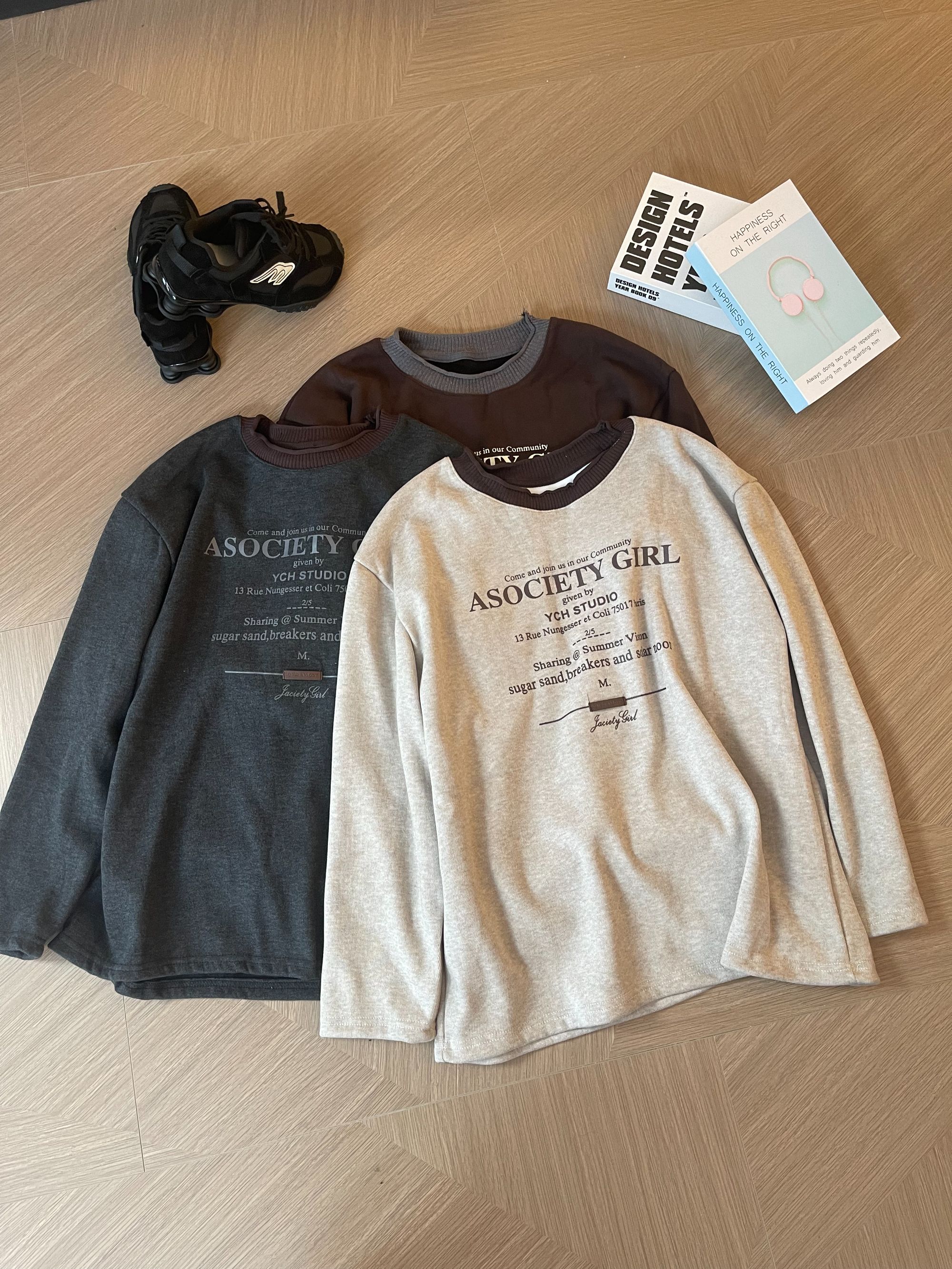 MEISILIN秋冬内搭加绒打底百搭宽松休闲圆领上衣