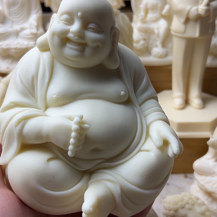 明***白藤弥勒14公分摆件➕送底座