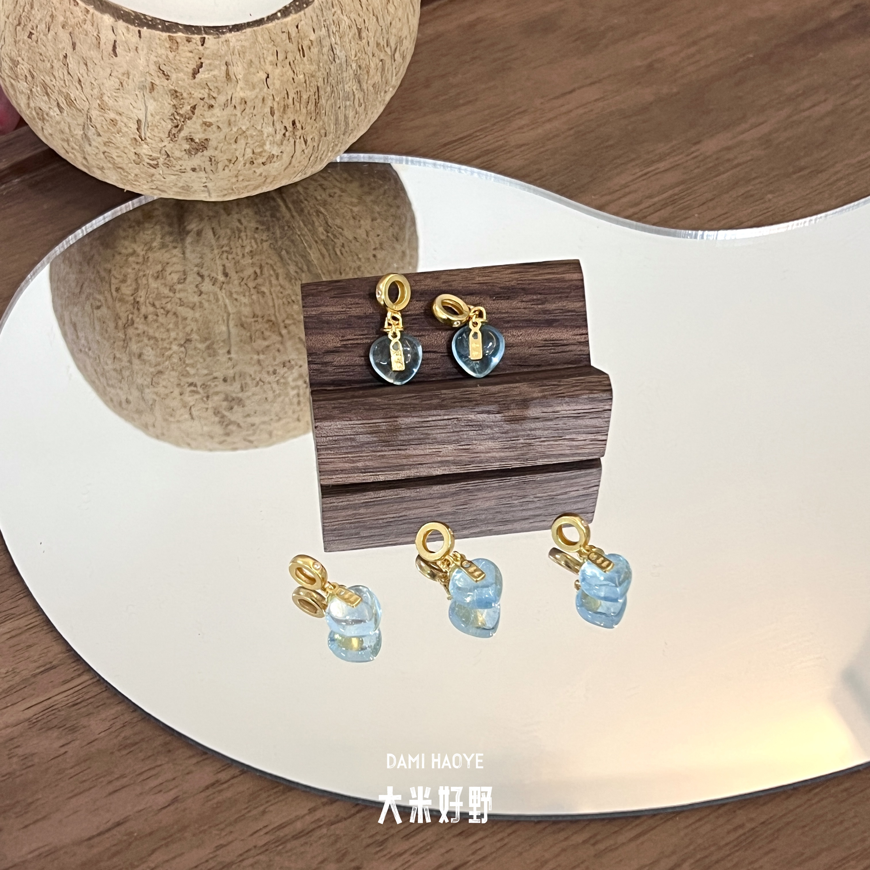 【海蓝宝爱心吊坠】DM2309海蓝宝通体S925银吊坠多样性发一