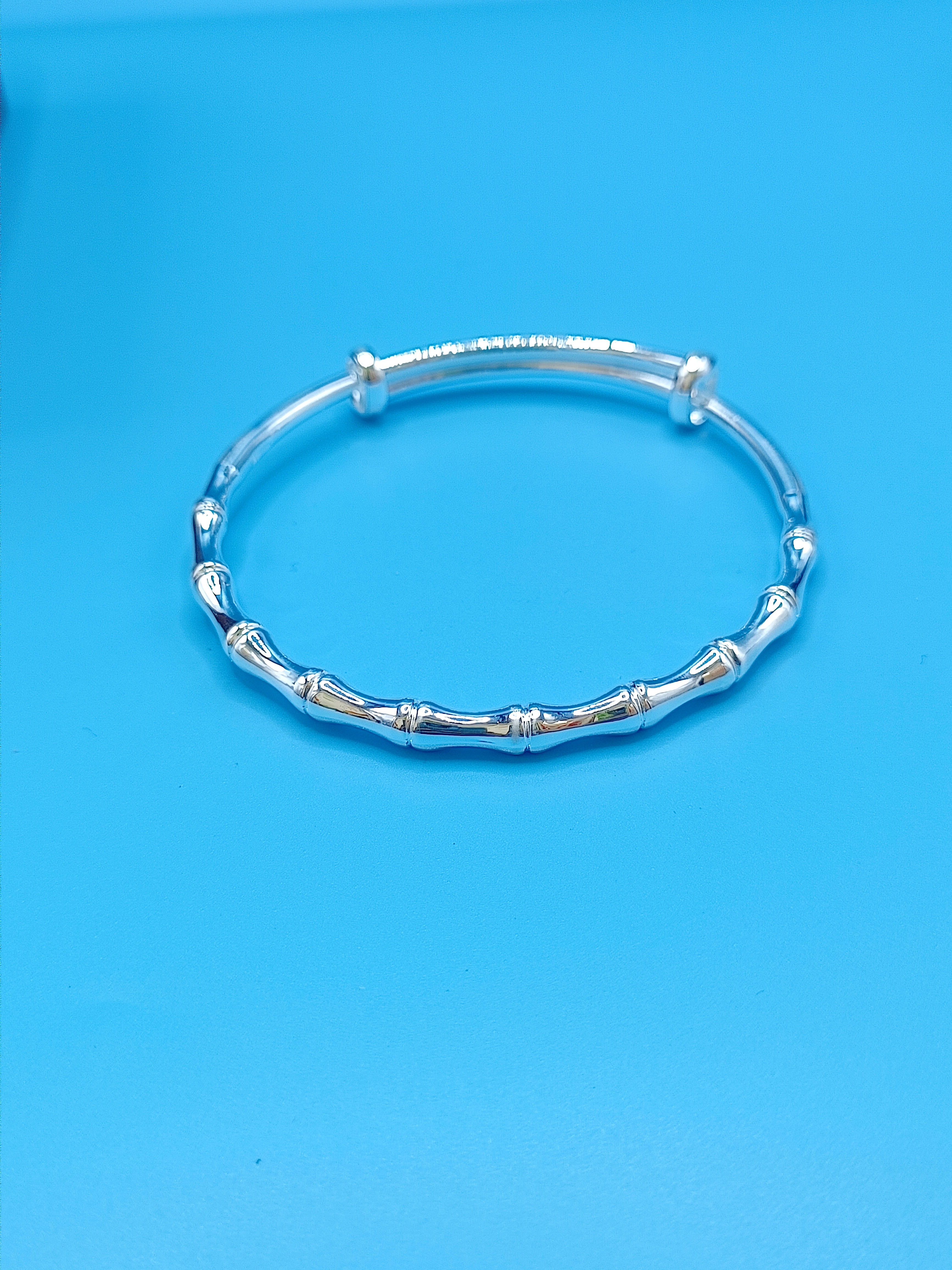 足银手镯   足银999竹节推拉时尚百搭节节高升21克