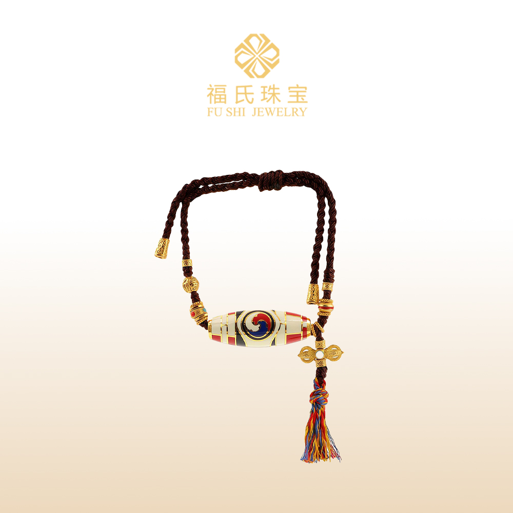 FUSHI/福氏 足银手链 民族风六艺星天珠手链高端手串元旦送礼物