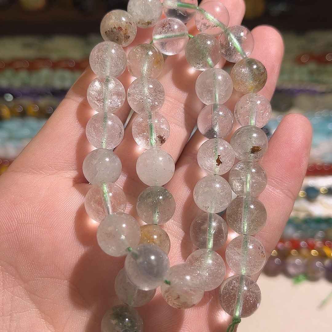 未镶嵌紫晶珠宝半成品绿幽灵卡10mm