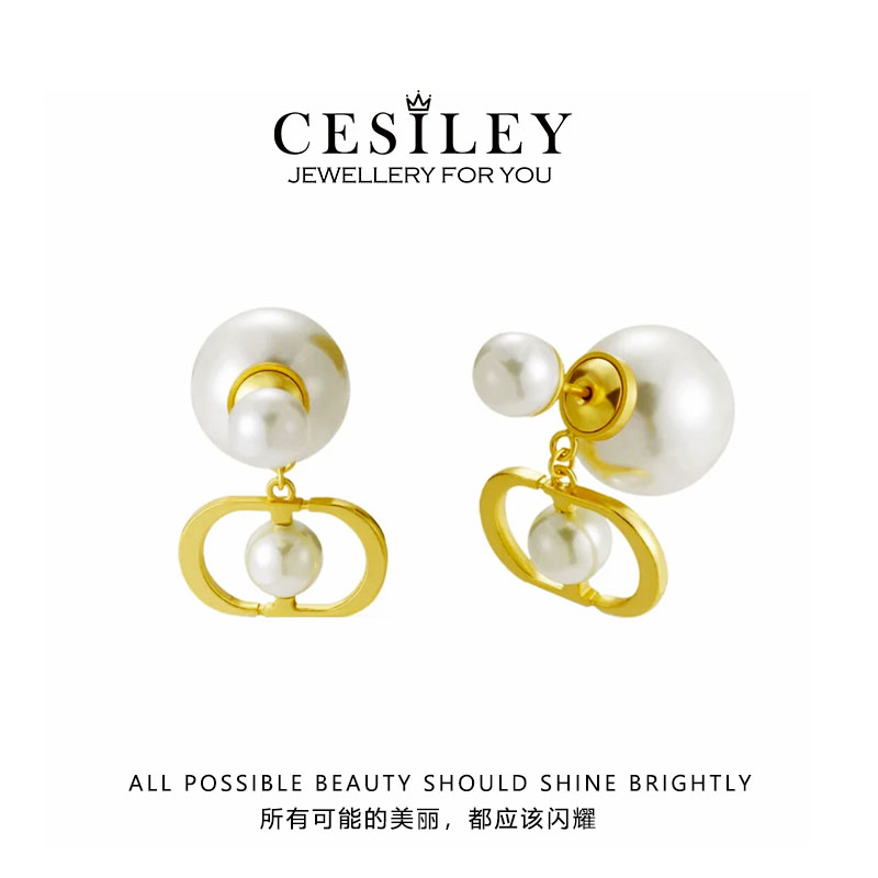 铜合金耳饰 猪鼻子两戴珠珠耳环DTA1076