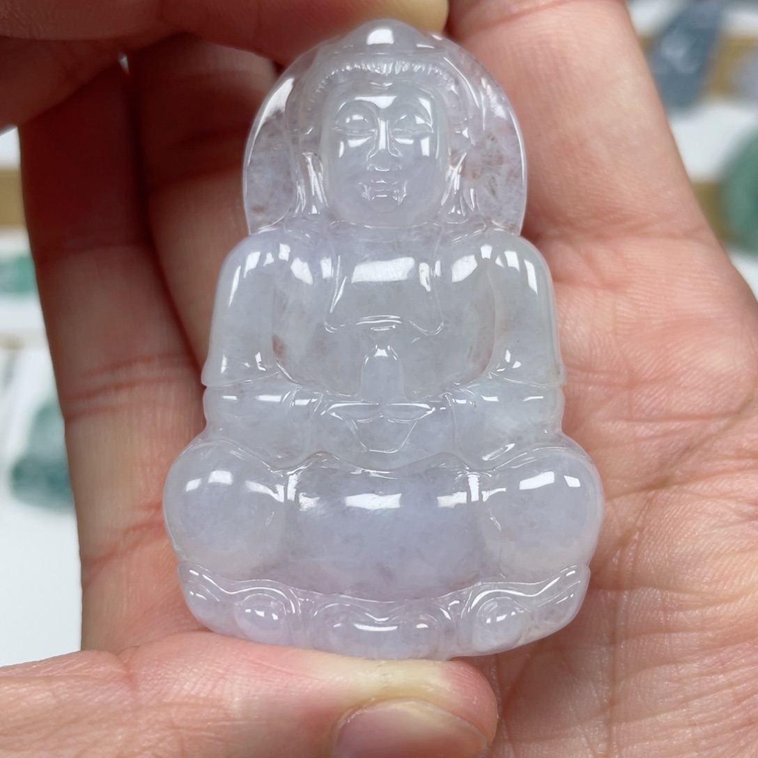 翡翠颈饰未镶嵌天然翡翠A货观音108号