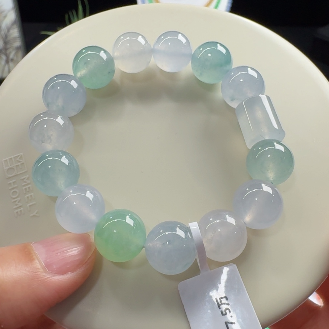 翡翠未镶嵌手链小高冰梦幻多宝单圈12mm