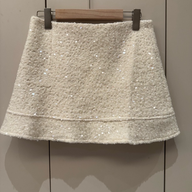 JiuMi设计师款小香风简约气质A字亮片半身裙