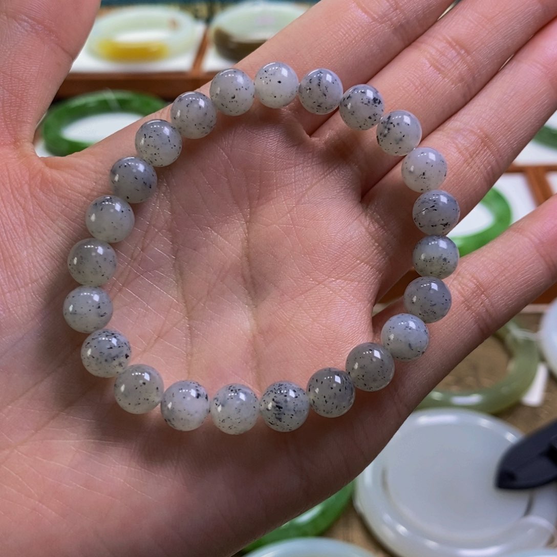 和田玉手镯未镶嵌籽青花手串卡8