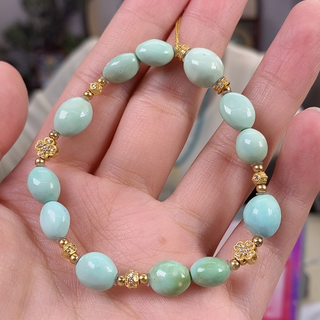 绿松石银S925镀金镶嵌珠宝奇石