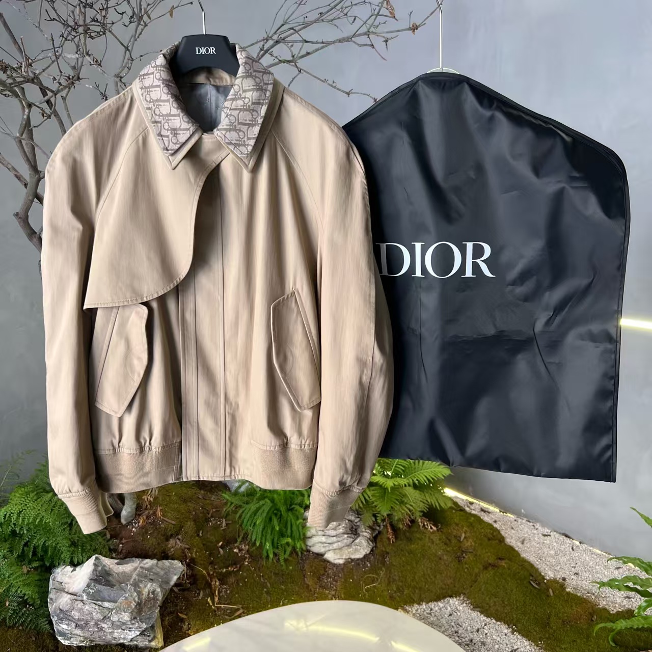 Dior 迪奥/卡其翻领满印夹克外套/2412238/50/99新