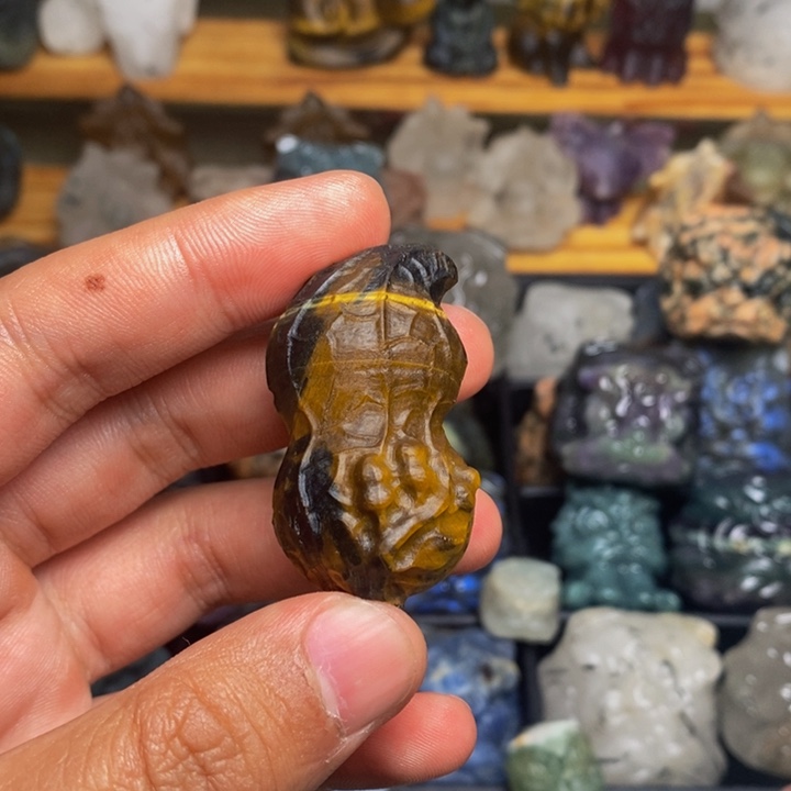 石材醒狮手把件摆件