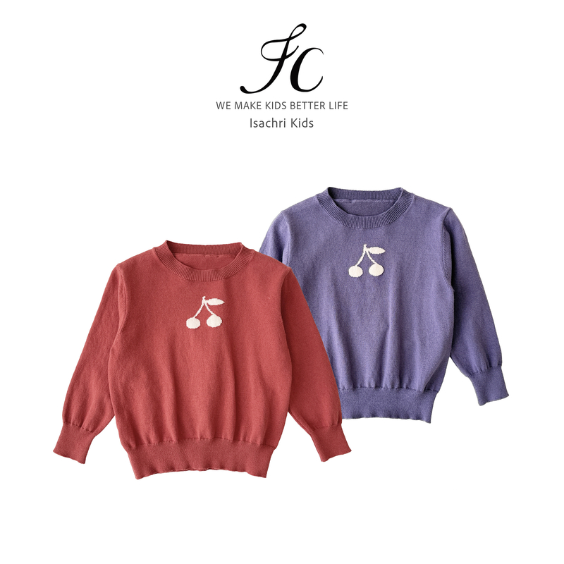 晶晶家【现发】bp樱桃2.0女童毛衣春秋装儿童圆领套头针织衫女IS663