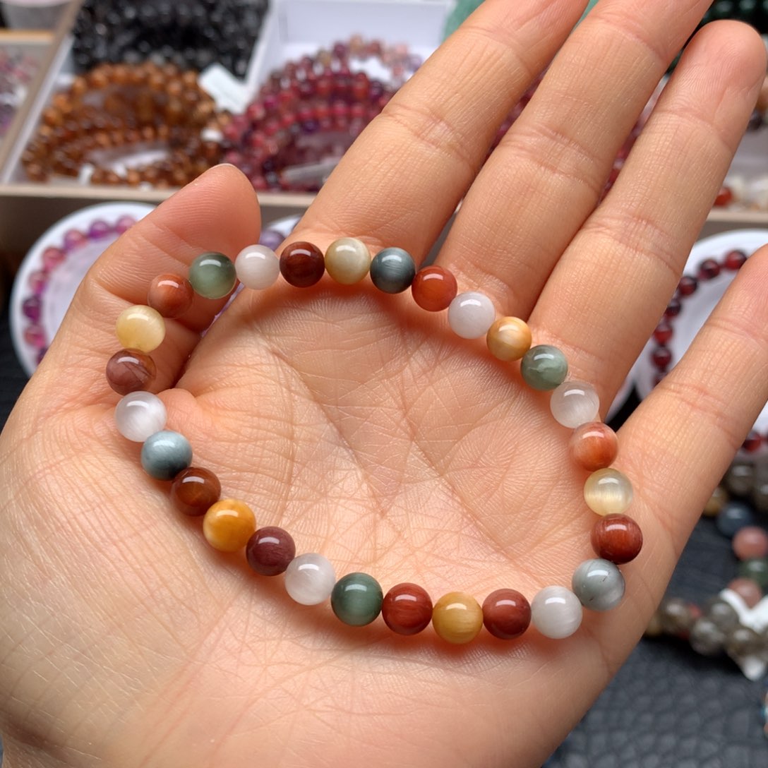 水晶手链未镶嵌彩兔毛6.8