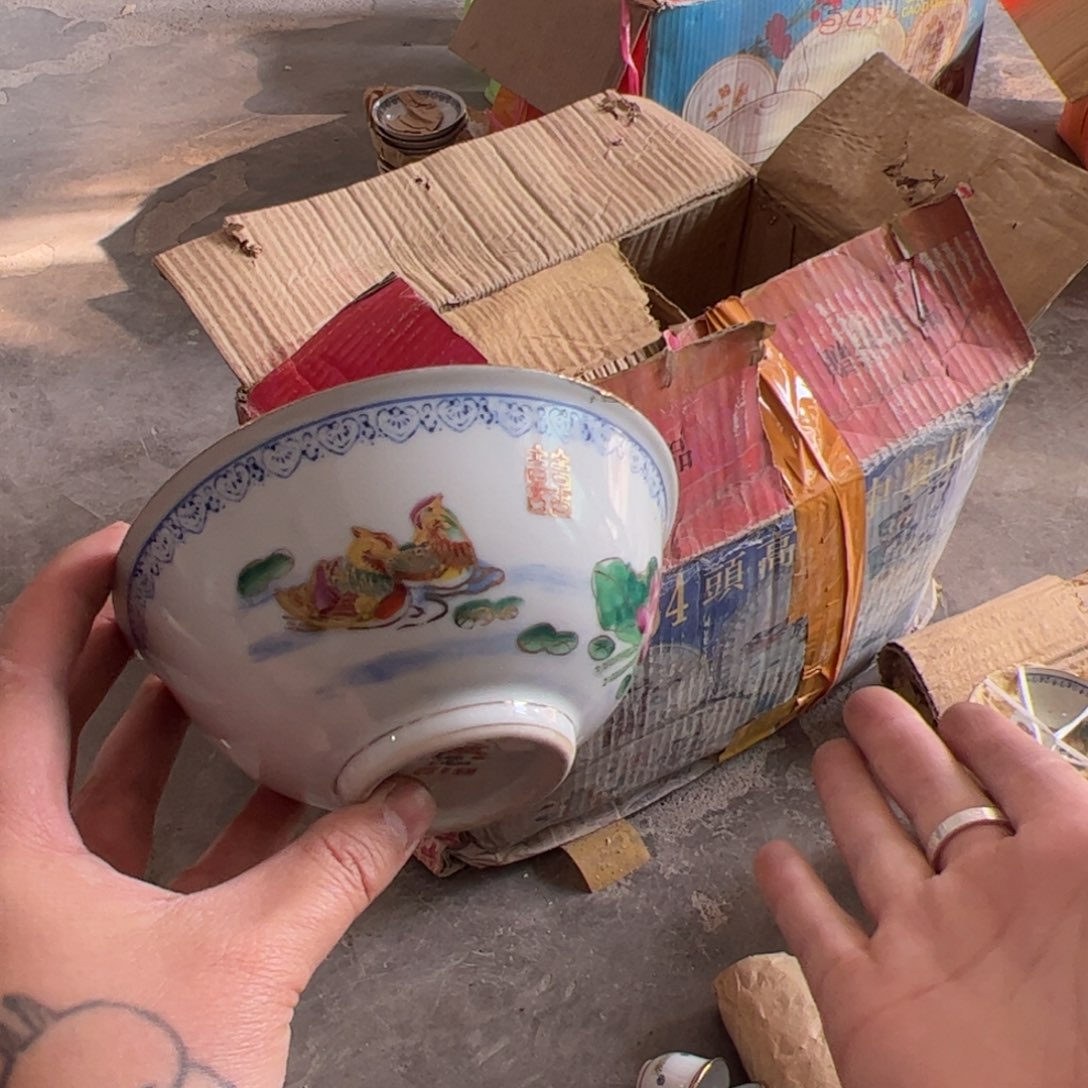 其他陶54头手绘鸳鸯戏水餐具