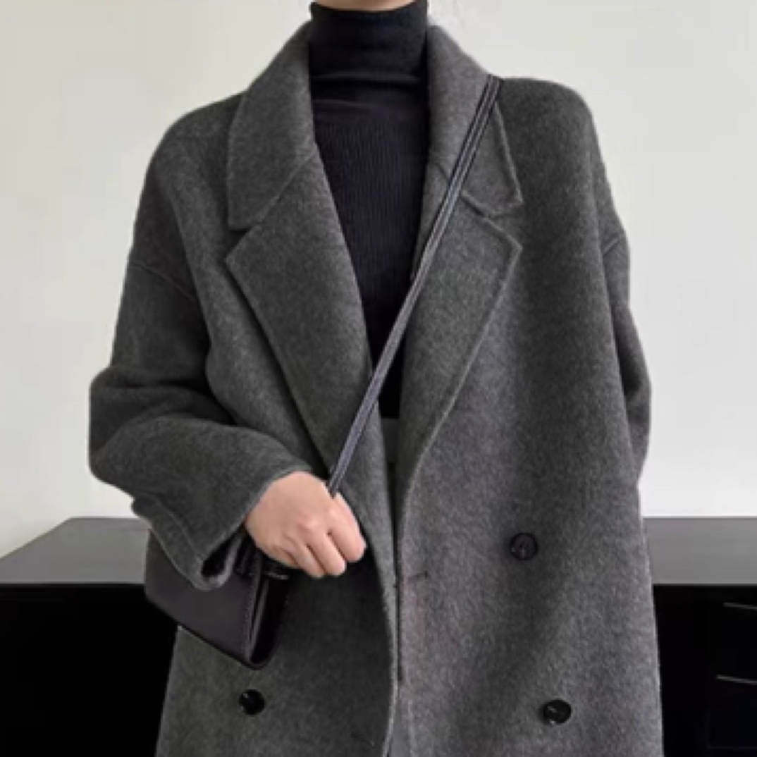 韩系双面羊绒大衣高级定制长款中长款百搭气质