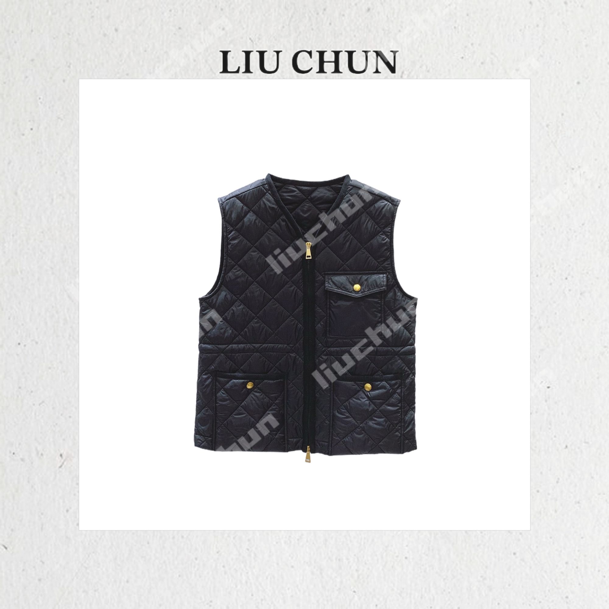 【方格三口袋】CHUN家秋季宽松时尚休闲棉服马甲