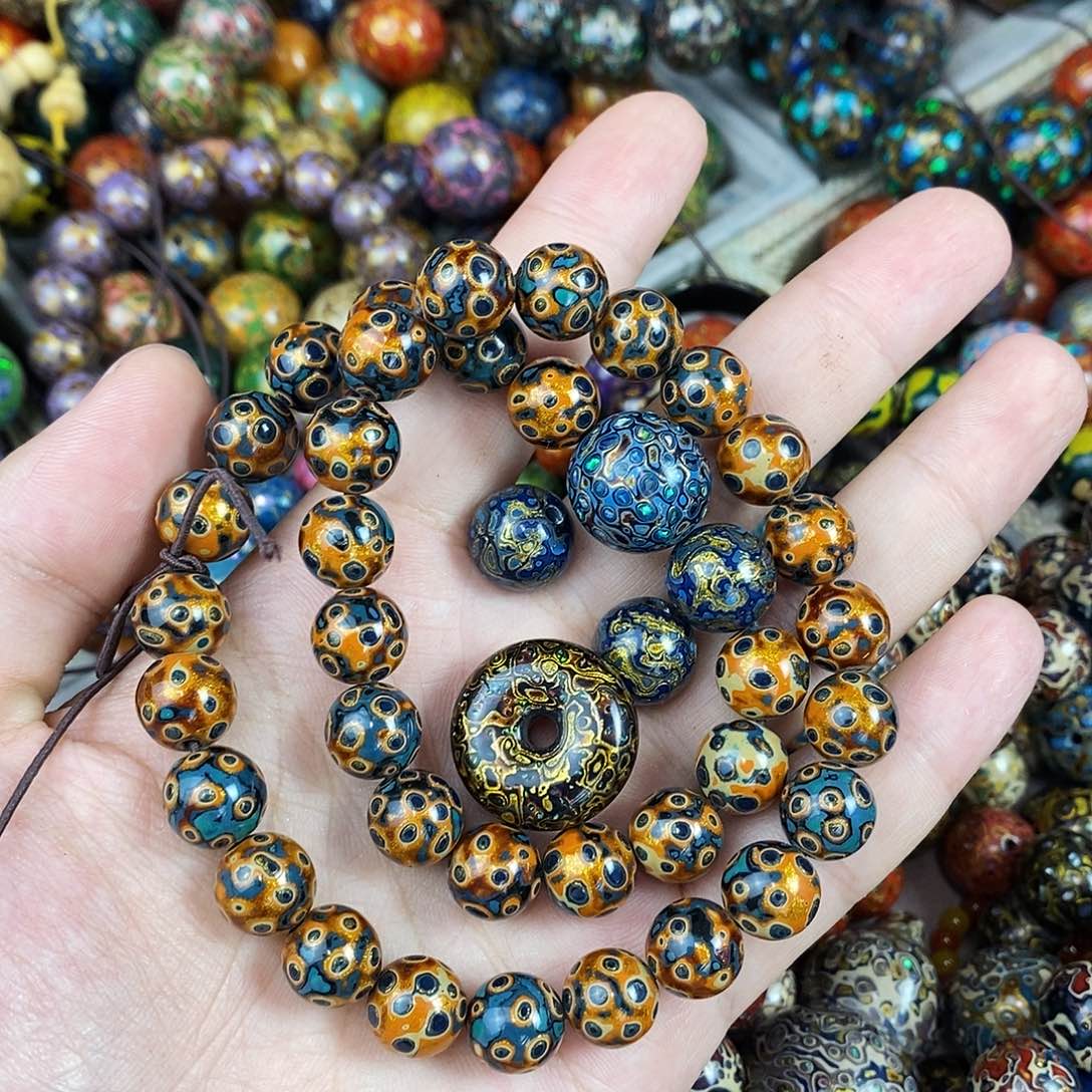 贝*非遗手工 大漆工艺规格1.2cm 蓝色三通一个