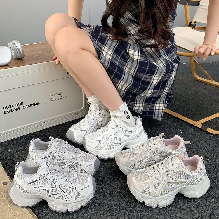 简约风~2023春新款 厚底增高系带女运动鞋