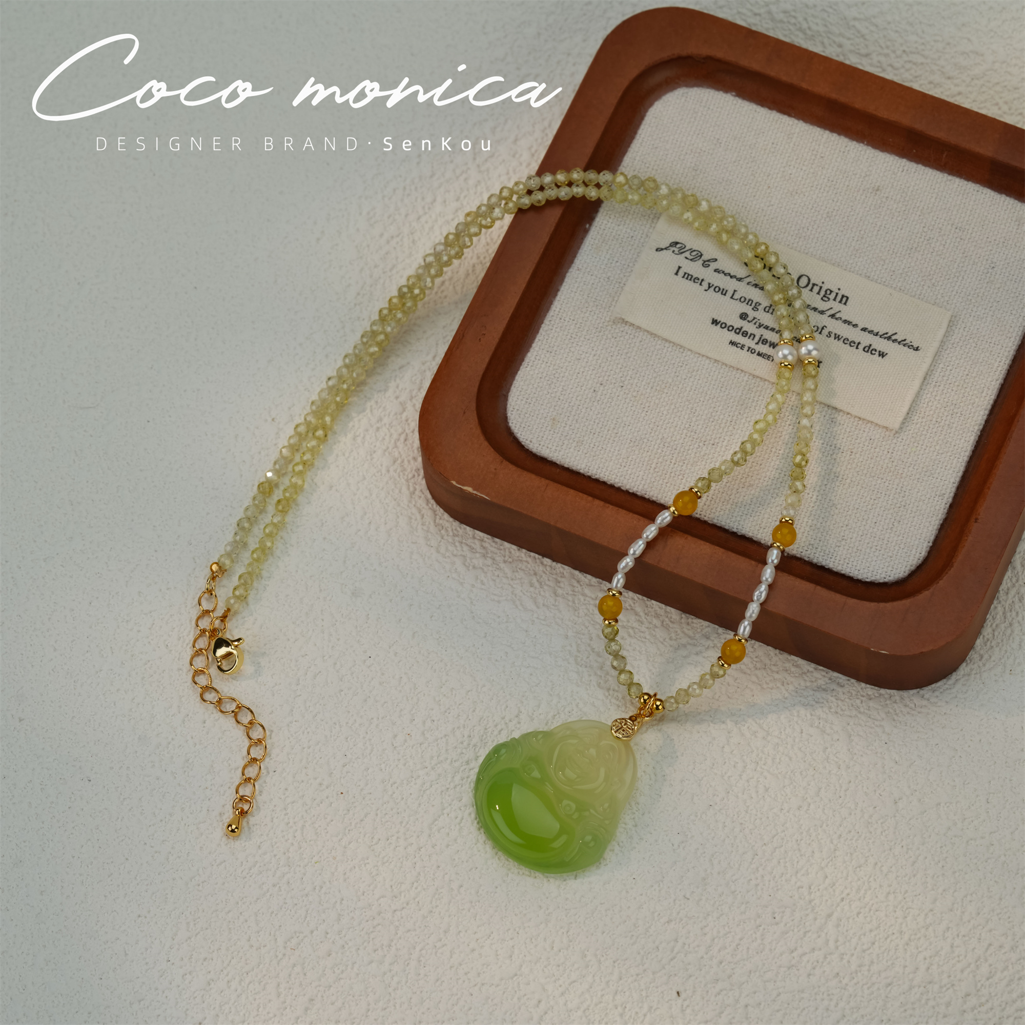 【小霞珠宝】佛公珍珠手工气质轻奢时尚百搭复古小众彩色项链AB396