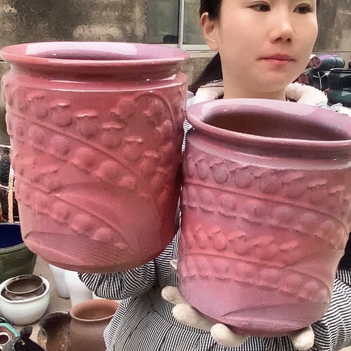 紫砂花盆瑕疵口18高21瑕疵