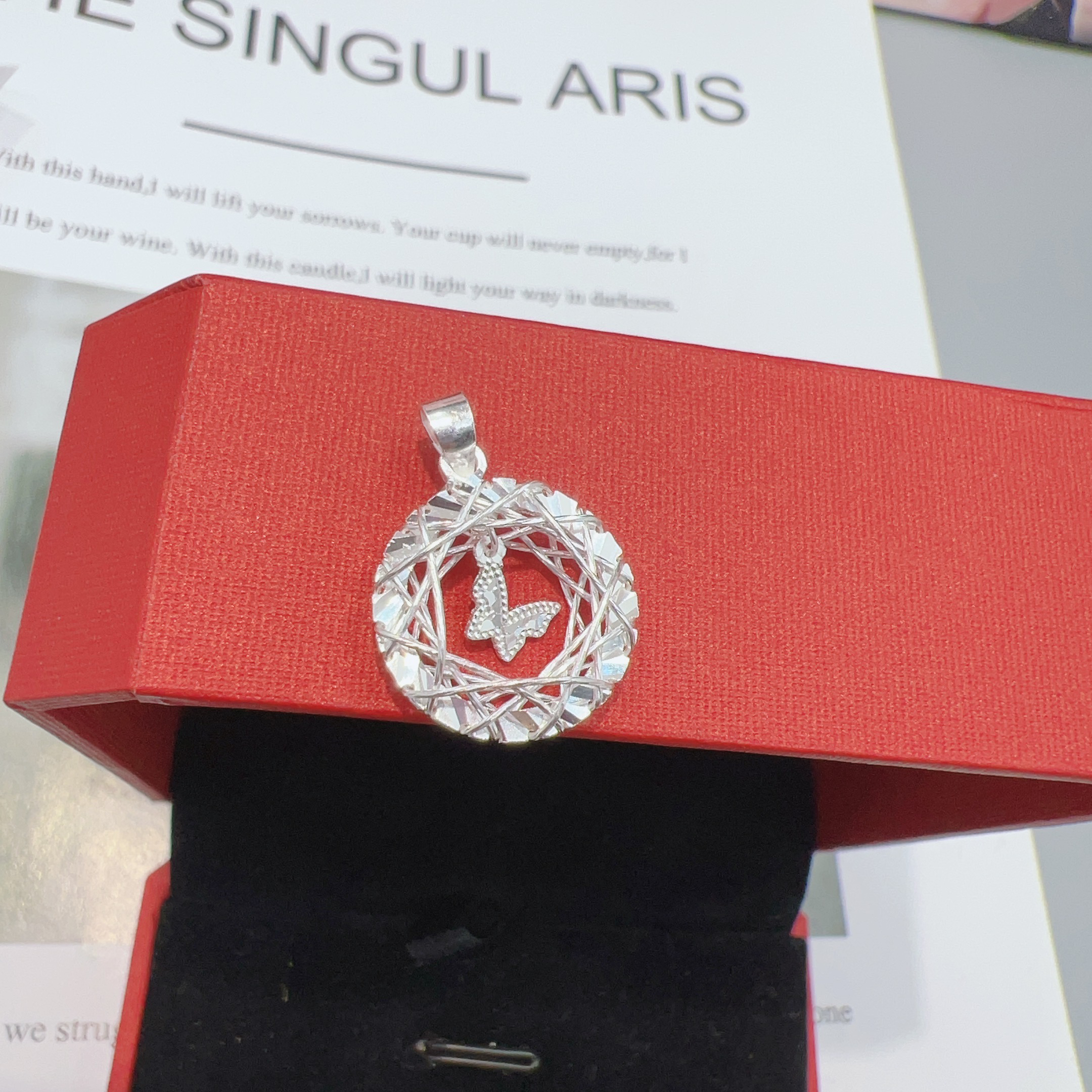 吊坠足银 足银碎冰冰灵动蝴蝶单吊坠D237