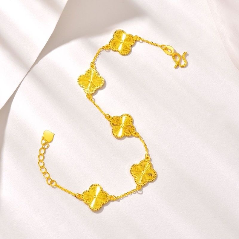 铜合金手链 四叶草手链幸运草手环镭射精品手链可调节小众高级