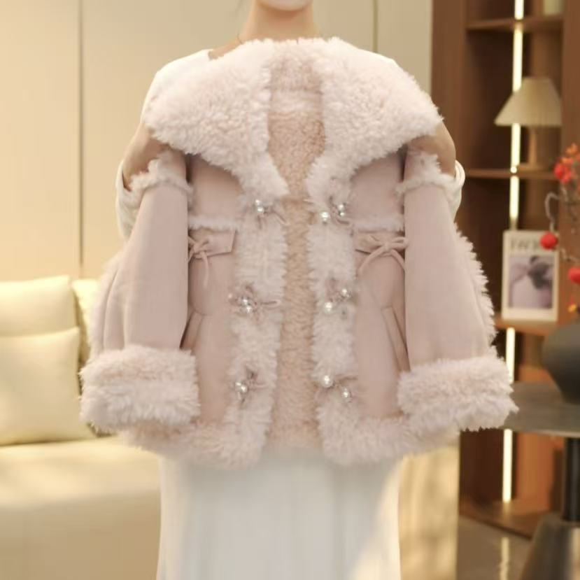 波波鹅女童秋冬季新款时尚百搭加绒加厚棉服外套--Y6011