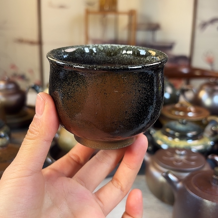 壶柴烧紫砂紫泥杯
