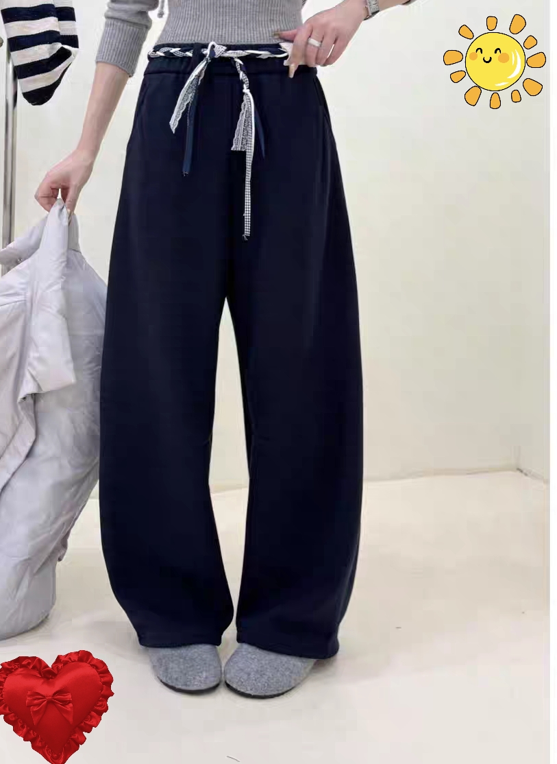 冬款高腰休闲加绒女裤弯刀裤