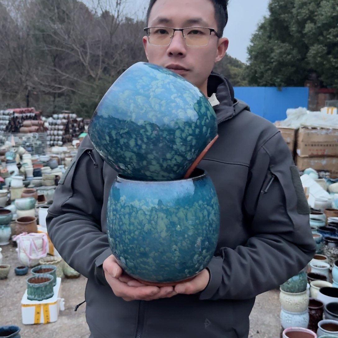 紫砂花盆口16高20（两个蛋壳外贸定制