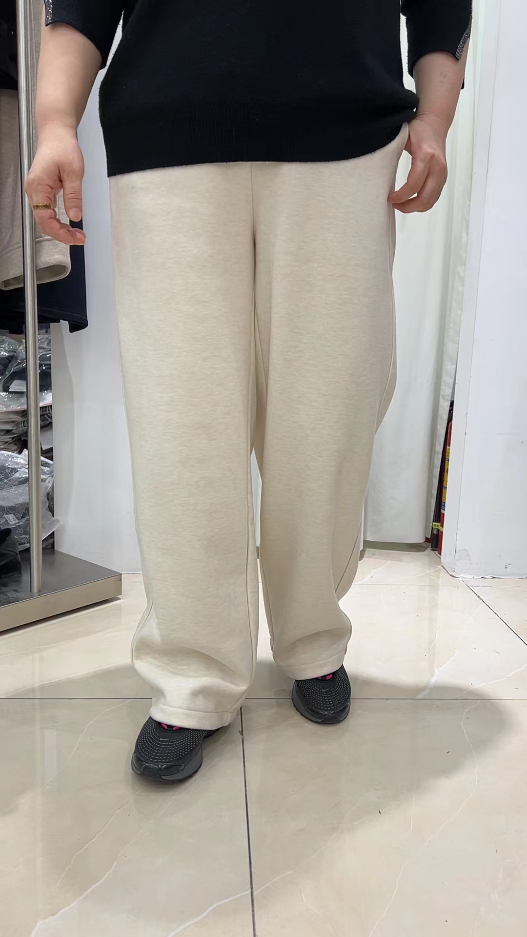 冯小姐时尚大码女装（休闲百搭显瘦高弹高腰一体绒厚直筒休闲裤85）