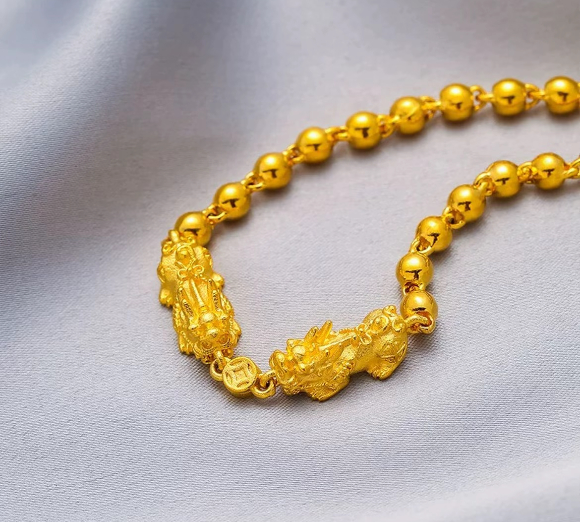 【宝宝专享】S100-高端简约金黄色时尚经典999貔貅手链