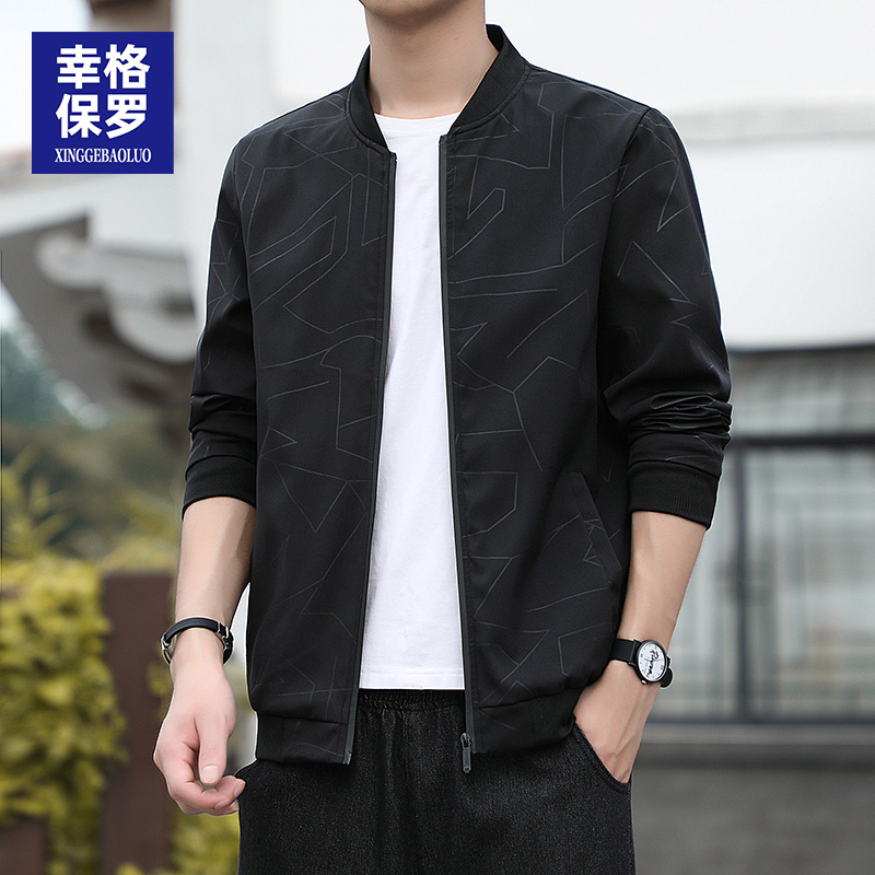 幸格保罗外套男士2025春秋季加绒韩版百搭休闲棒球领夹克男装上衣