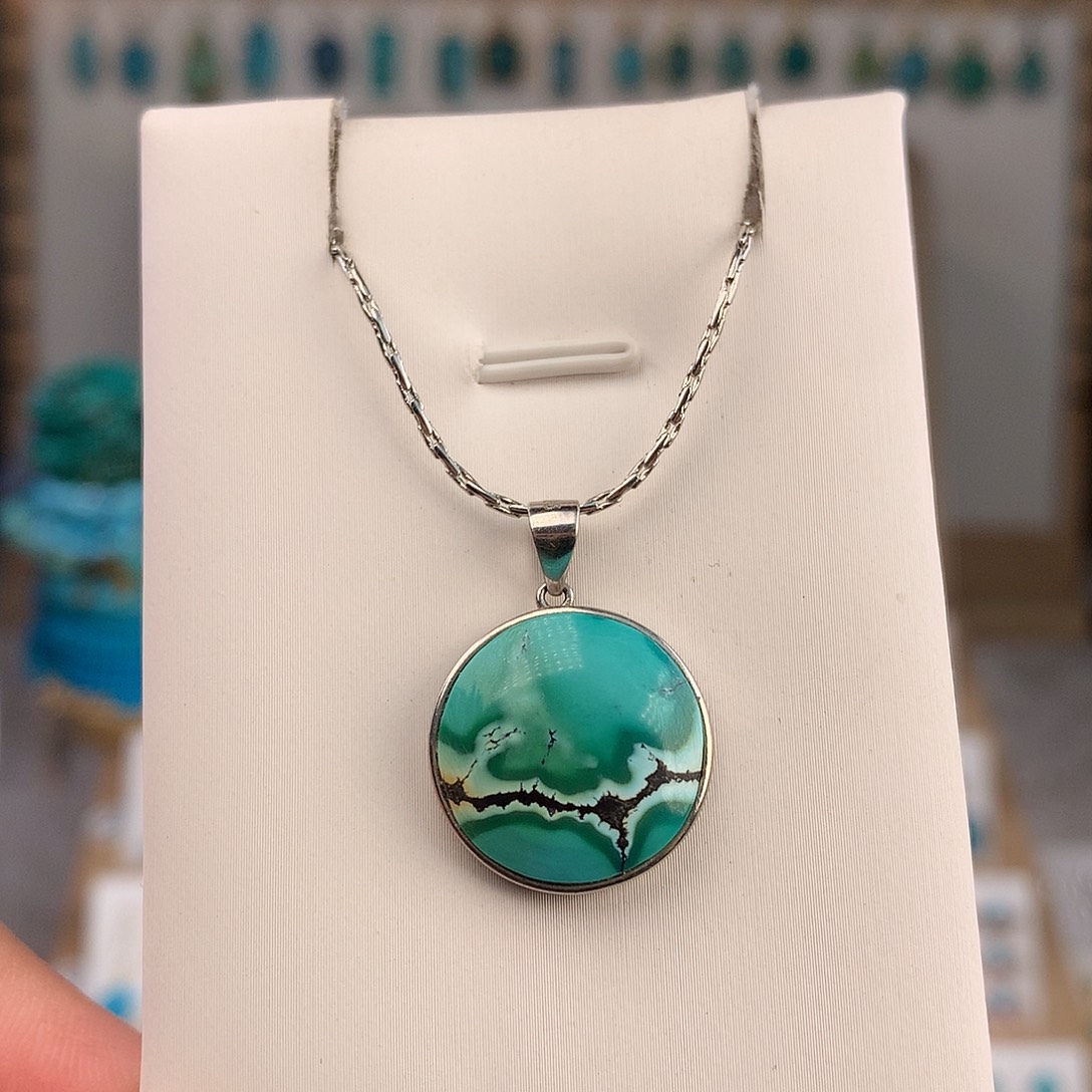 绿松石银S925镶嵌颈饰