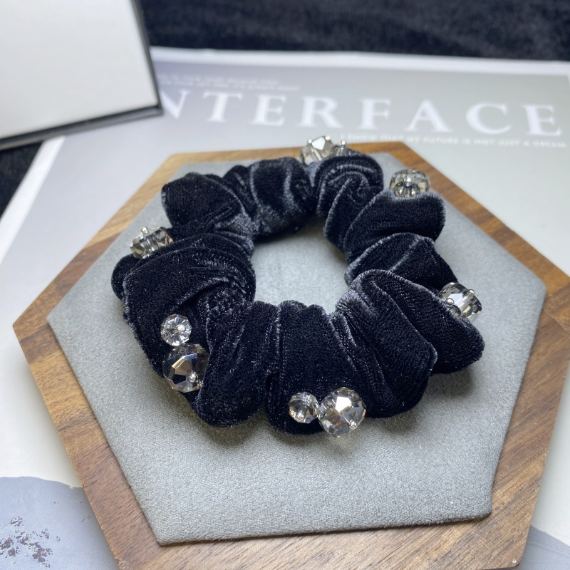 L453丝绒水晶大肠发圈黑色