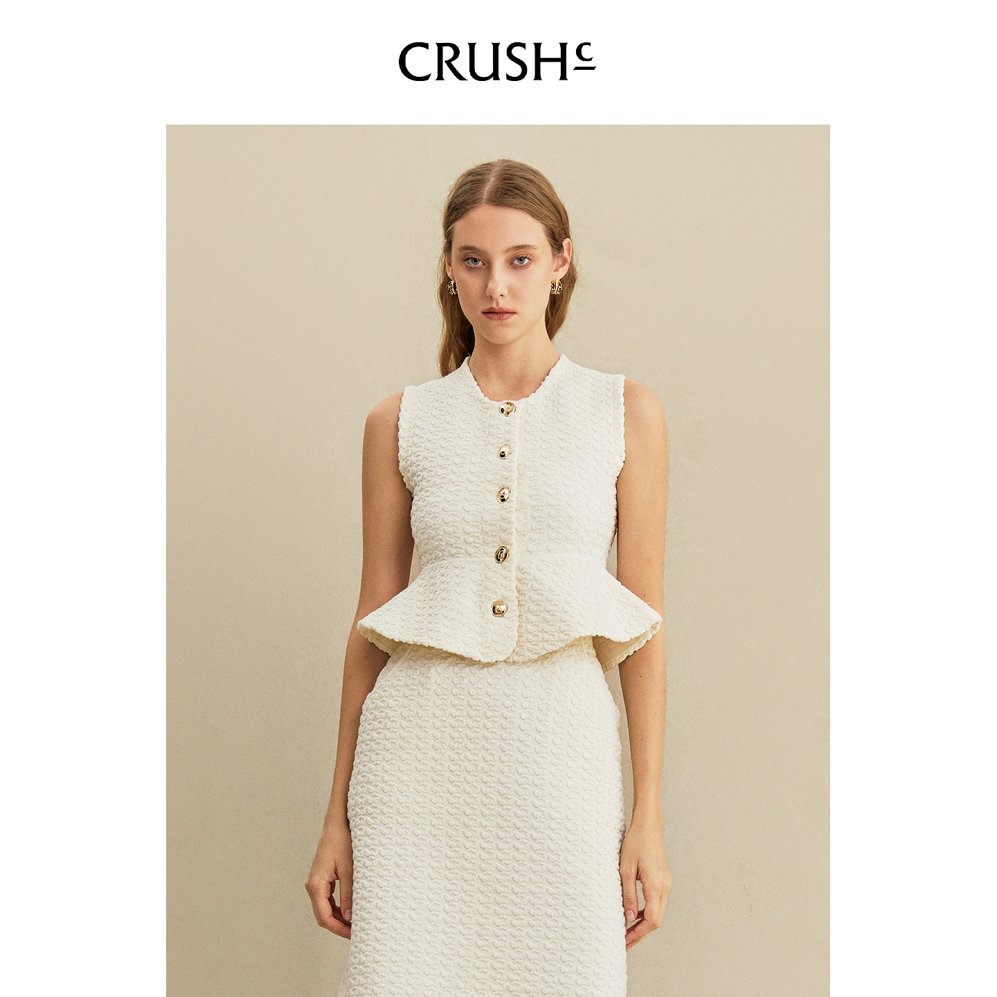 Crush Collection2025年早秋新款浮雕蝴蝶收腰马甲外穿背心上衣女