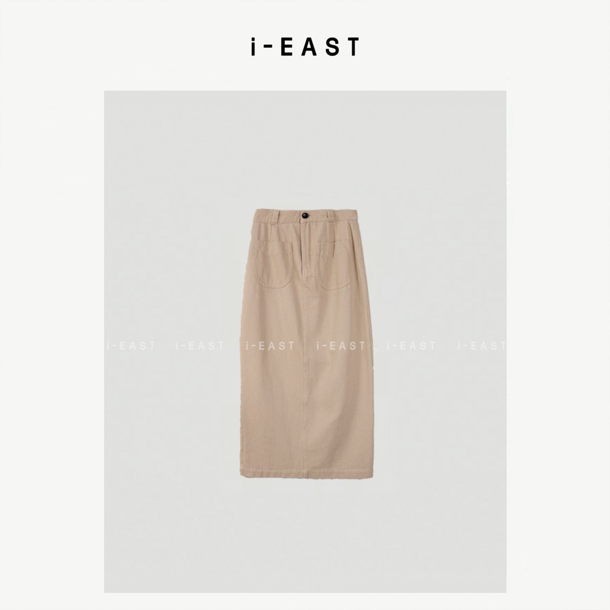 i-EAST 玩转穿搭~双口袋设计感牛仔半身裙-4Q K1014