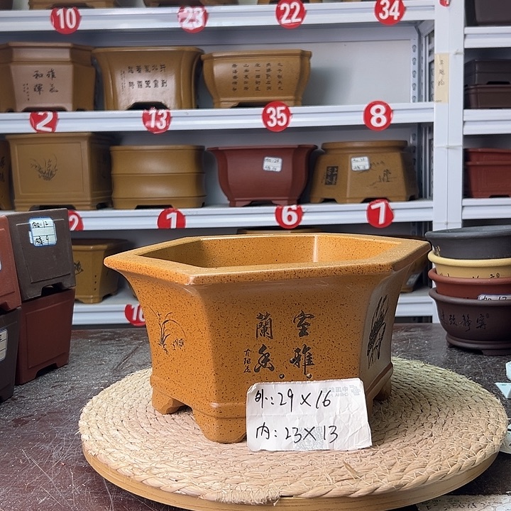 紫砂花盆蛇年大吉