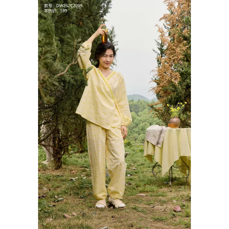 【小薇专属】朵朵可可 252-099 秋冬女圆领开衫家居服套装