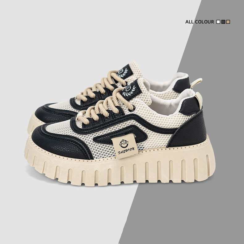 网鞋女透气网面2025新款夏季薄款镂空不闷脚松糕厚底板鞋运动休闲