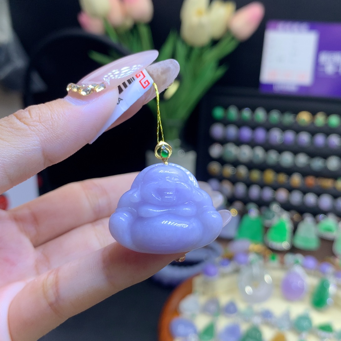 翡翠18K金镶嵌颈饰天然