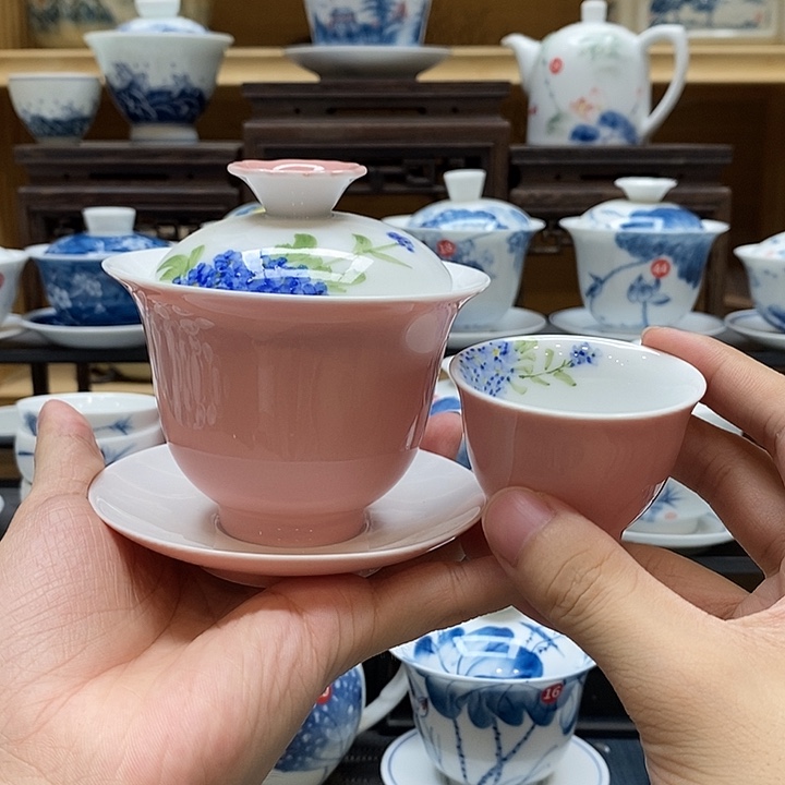 手绘绣球花➕同款杯子釉下彩高温瓷微瑕福利款