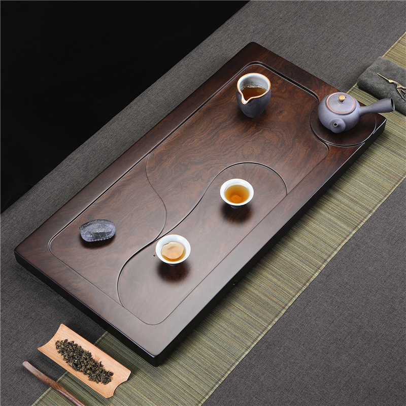整块黑檀木茶盘实木茶海公司家用客厅简约排水功夫茶具木托盘茶台
