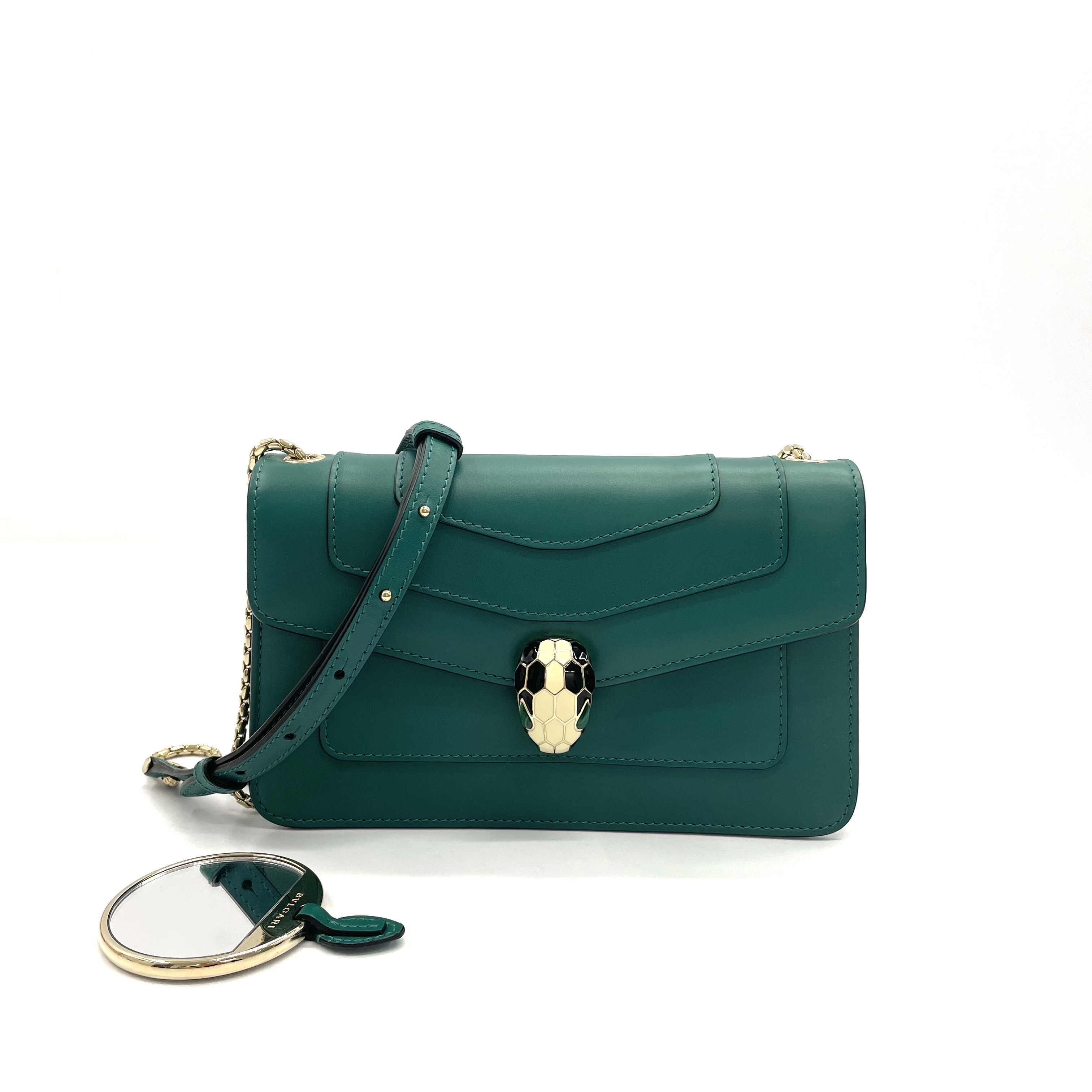 95新 BVLGARI/宝格丽 98新 serpenti  Forever横版绿色蛇头包