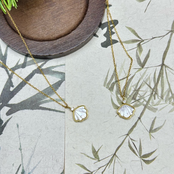 YWF323贝母时尚精美S925银镶锁骨链12*2mm+多样性发其一