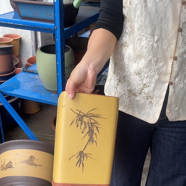 17黄四方花盆紫砂花盆紫砂