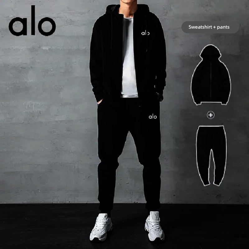 【奥莱品牌特卖】Alo潮牌休闲卫衣套装男士运动服秋冬新款加厚加绒