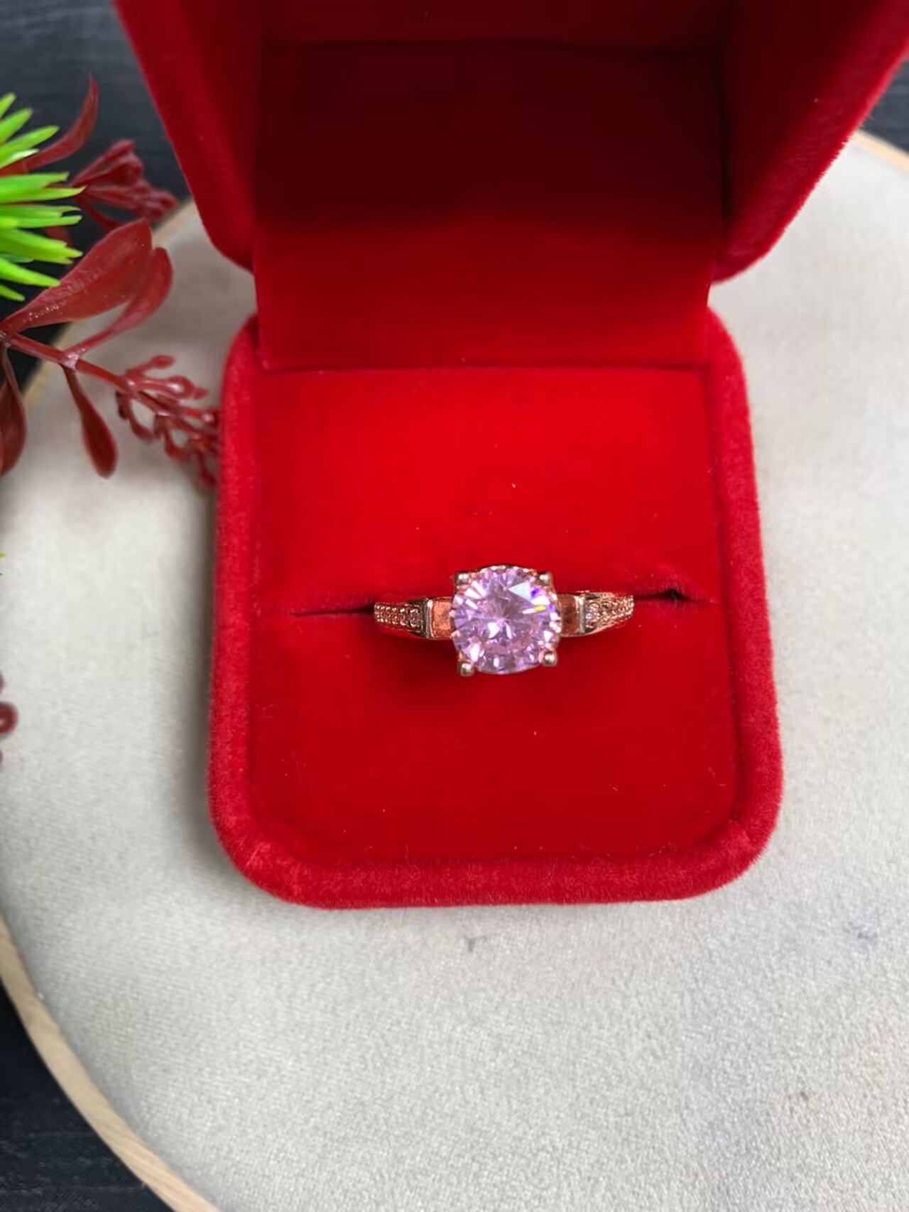 合金戒指 【福小满】 高定轻奢玫瑰金豪镶戒指 (多样性发其一）