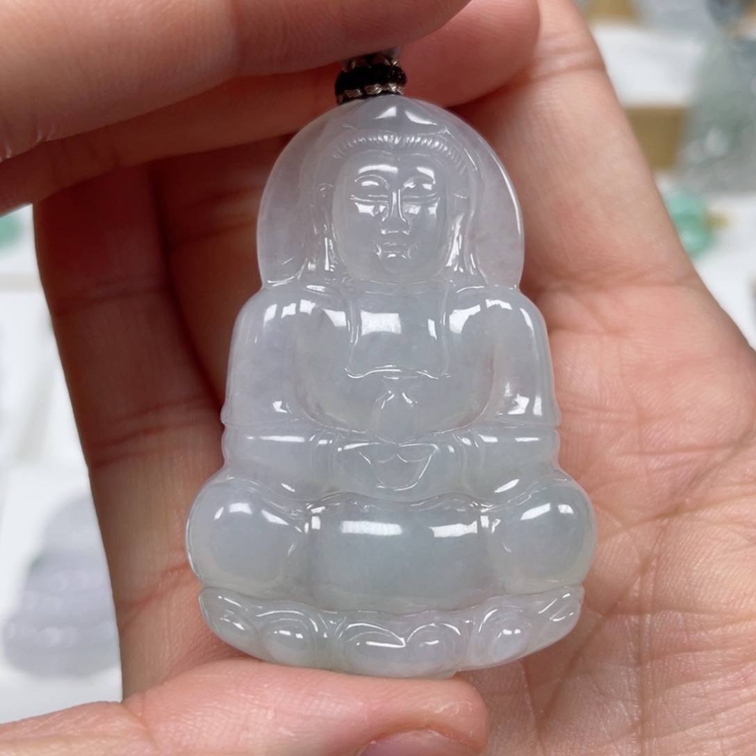 翡翠颈饰未镶嵌天然翡翠A货观音96号