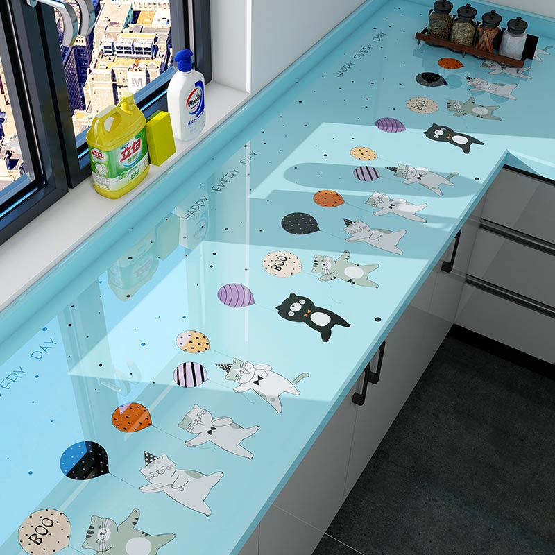 灶台厨房防水防油贴纸自粘耐高温加厚可擦柜子桌面卫生间墙纸遮丑